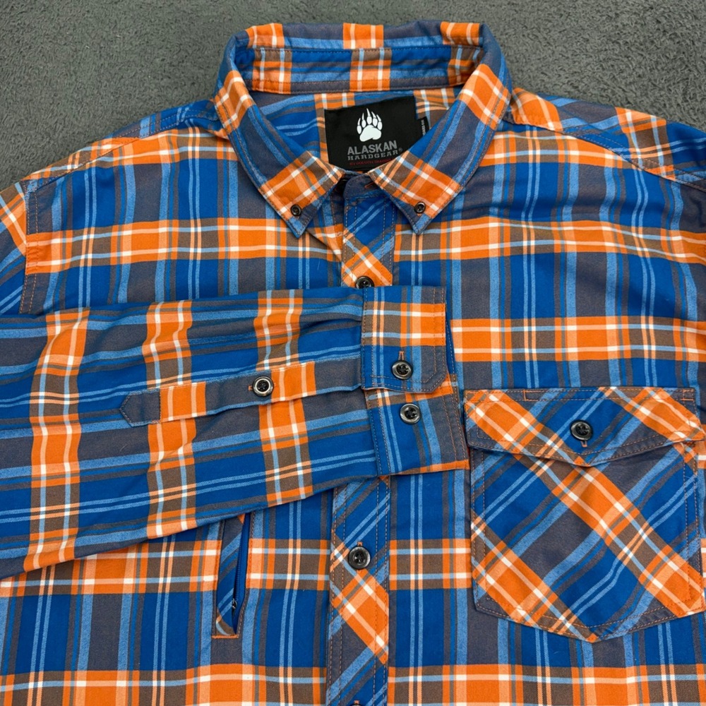 Alaskan Hardgear Boars Nest Performance Flannel Shirt Mens 2XL Tall Blue Orange